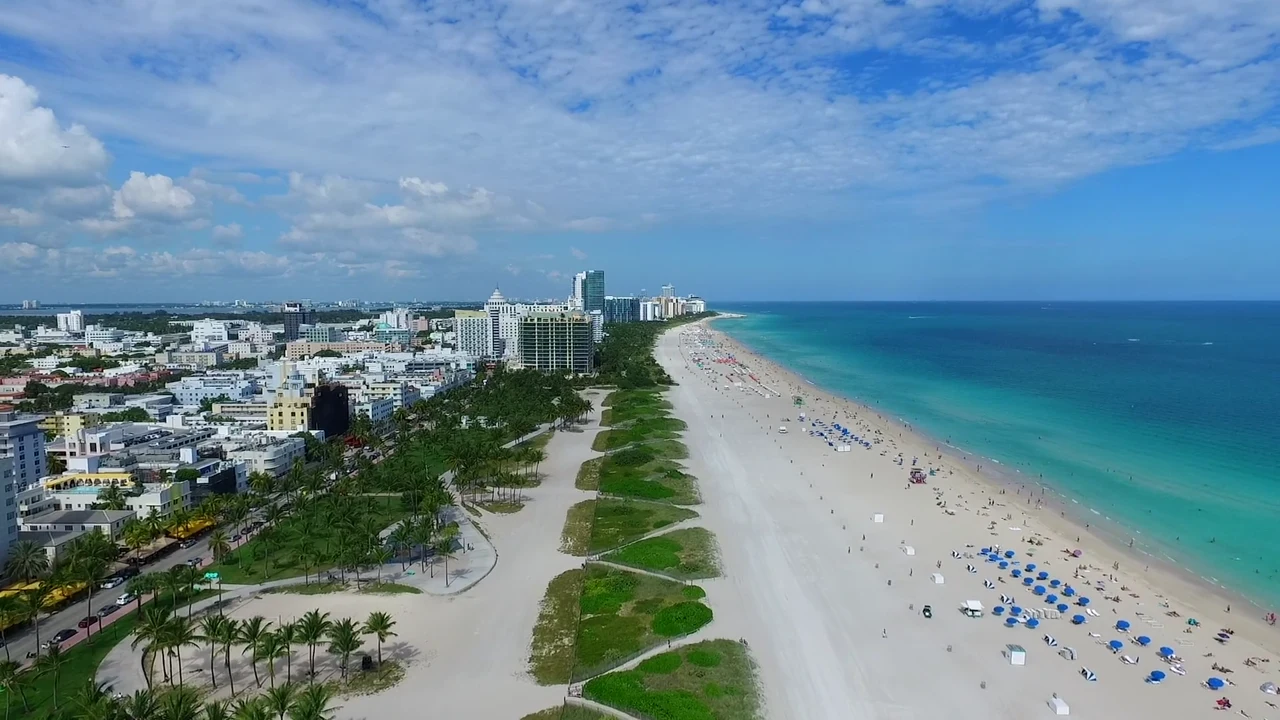 Miami Beach coastline and ocean